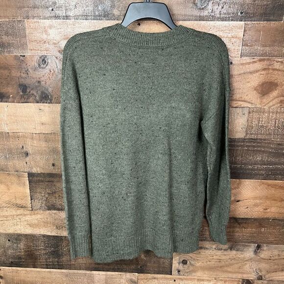 Madewell Sweater Donegal Forest Bartlett V Neck Pullover Green Black Speckled XS - Picture 6 of 14